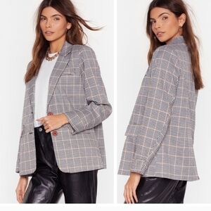 Nasty Gal plaid nobody's business oversized blazer checked